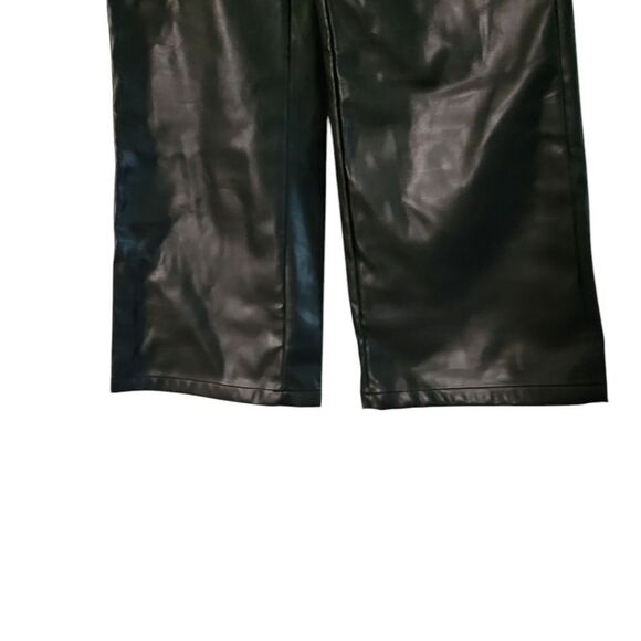 SHEIN Black Leather Straight-Leg Pants - Picture 3 of 4